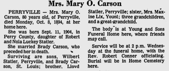 Carson, Mary Olive (nee Statler)