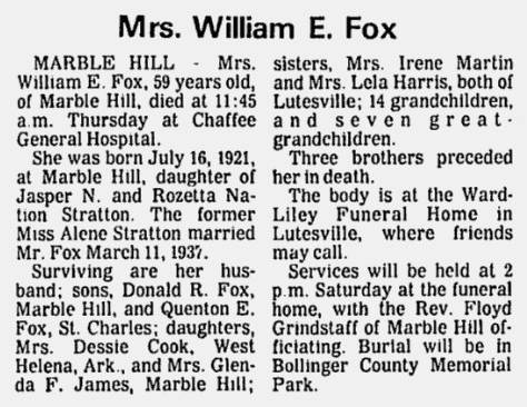 Fox, Rosie Alene (nee Stratton)
