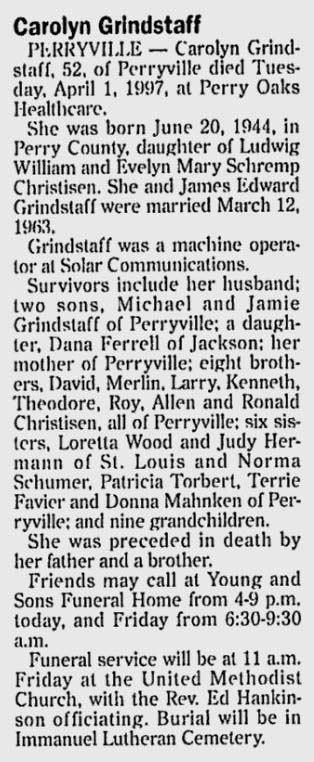 Grindstaff, Carolyn M. (nee Christisen)