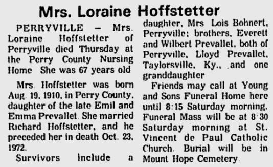 Hoffstetter, Loraine Agnes (nee Prevallet)