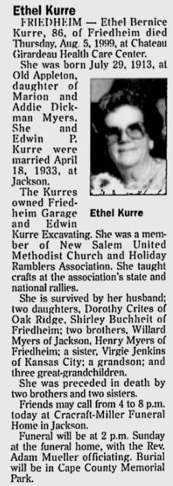 Kurre, Ethel Bernice (nee Myers)