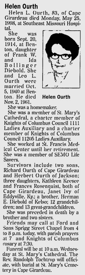 Ourth, Helen L. (nee Diebold)